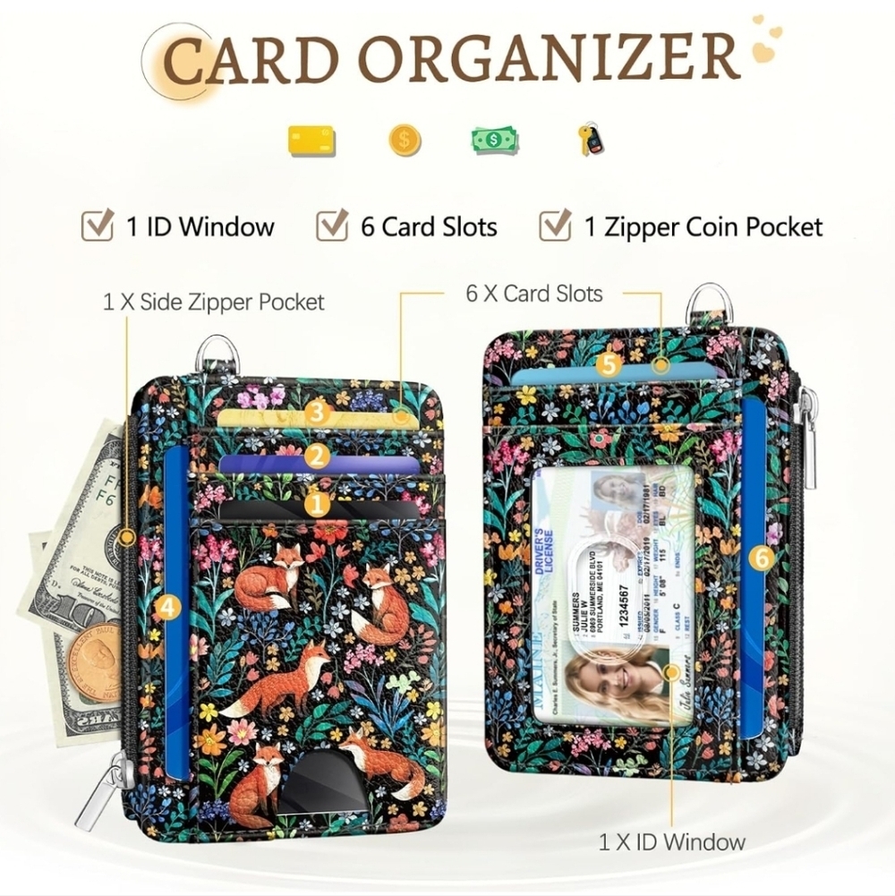 Floral Fox Card Organizer